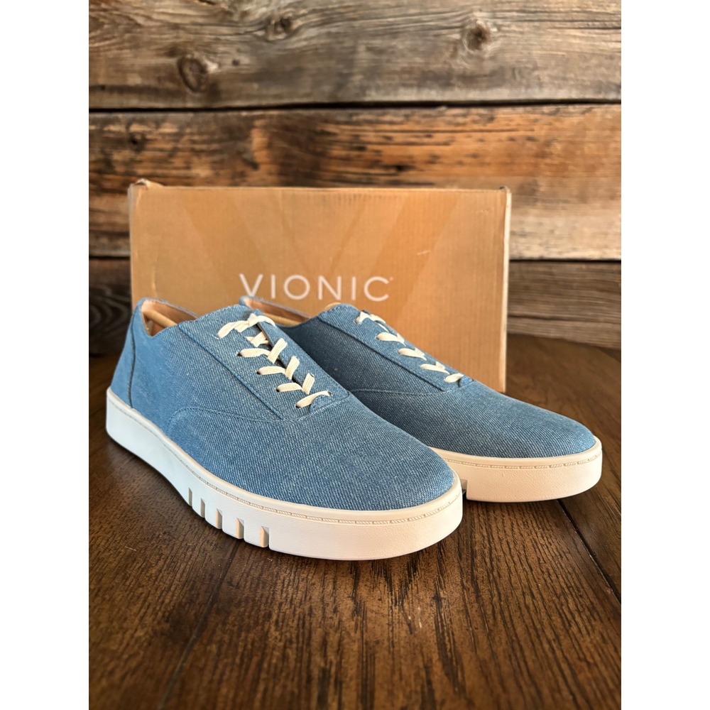 Vionic Callie Comfort Sneaker Light Denim Blue‎ Lace Up Orthotic Shoes Womens 8M